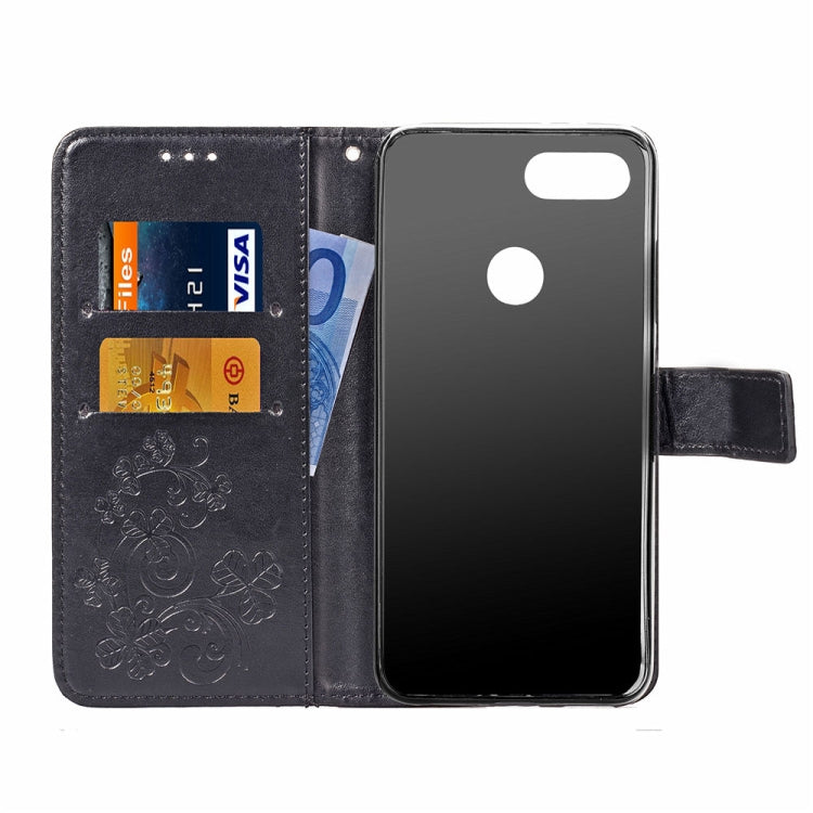 Lucky Clover Pressed Flowers Pattern Leather Case for Xiaomi Mi 8 Lite, with Holder & Card Slots & Wallet & Hand Strap