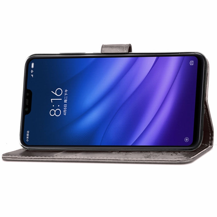 Lucky Clover Pressed Flowers Pattern Leather Case for Xiaomi Mi 8 Lite, with Holder & Card Slots & Wallet & Hand Strap