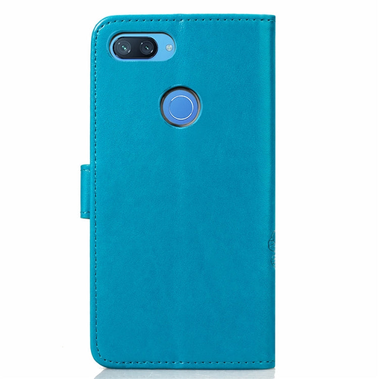 Lucky Clover Pressed Flowers Pattern Leather Case for Xiaomi Mi 8 Lite, with Holder & Card Slots & Wallet & Hand Strap