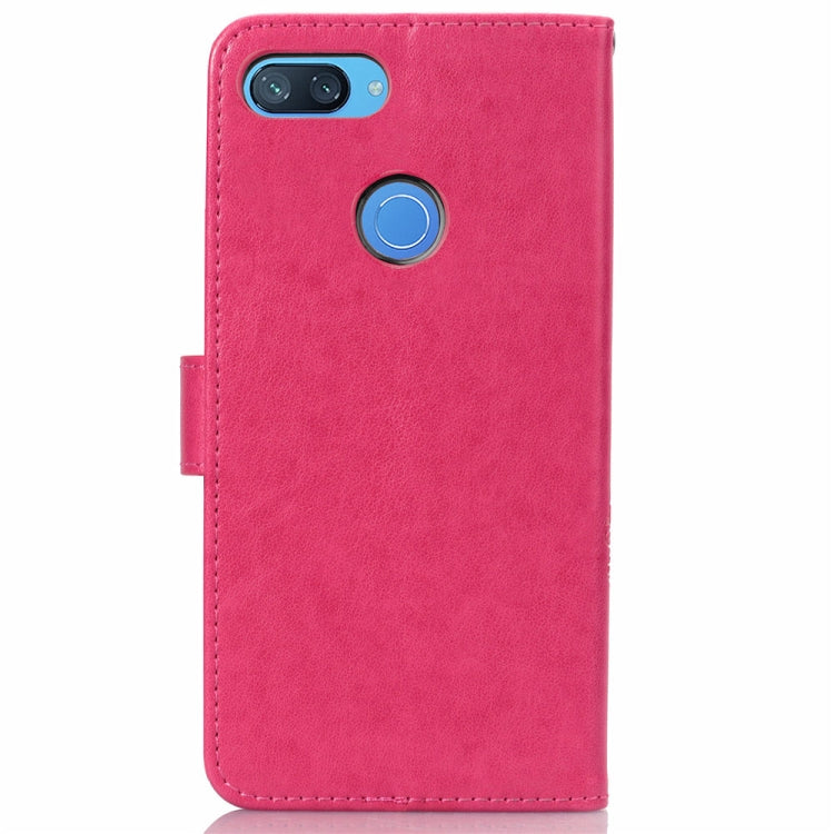 Lucky Clover Pressed Flowers Pattern Leather Case for Xiaomi Mi 8 Lite, with Holder & Card Slots & Wallet & Hand Strap