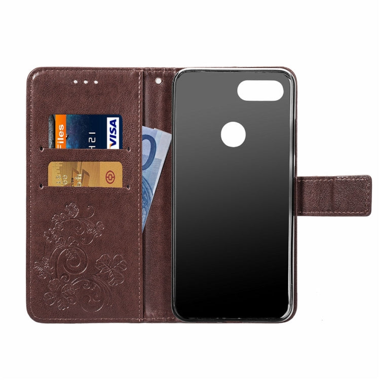 Lucky Clover Pressed Flowers Pattern Leather Case for Xiaomi Mi 8 Lite, with Holder & Card Slots & Wallet & Hand Strap