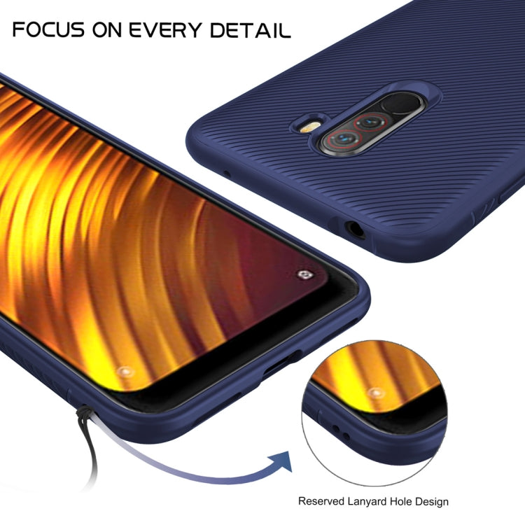 lenuo Leshen Series Stripe Texture TPU Case for Xiaomi Pocophone F1 (Dark Blue)