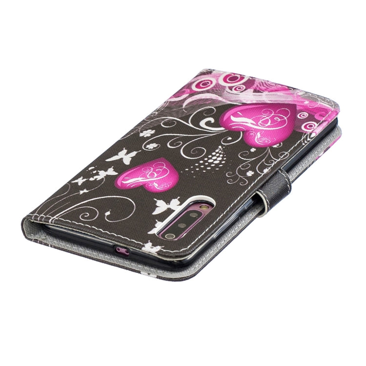 Peach Heart Pattern Horizontal Flip Leather Case for Xiaomi Mi 9, with Holder & Card Slots & Wallet