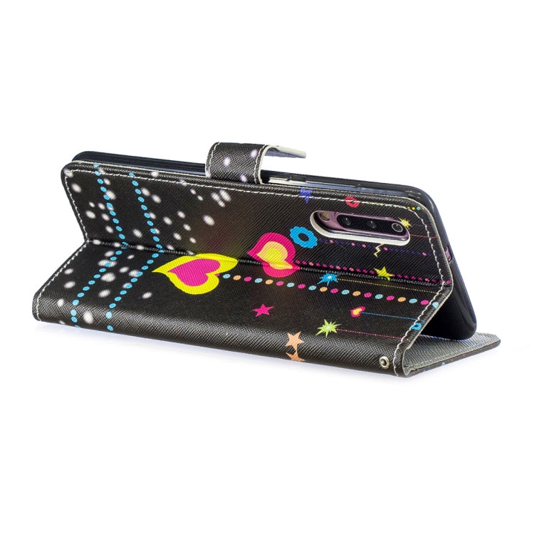 Colored Heart Pattern Horizontal Flip Leather Case for Xiaomi Mi 9, with Holder & Card Slots & Wallet