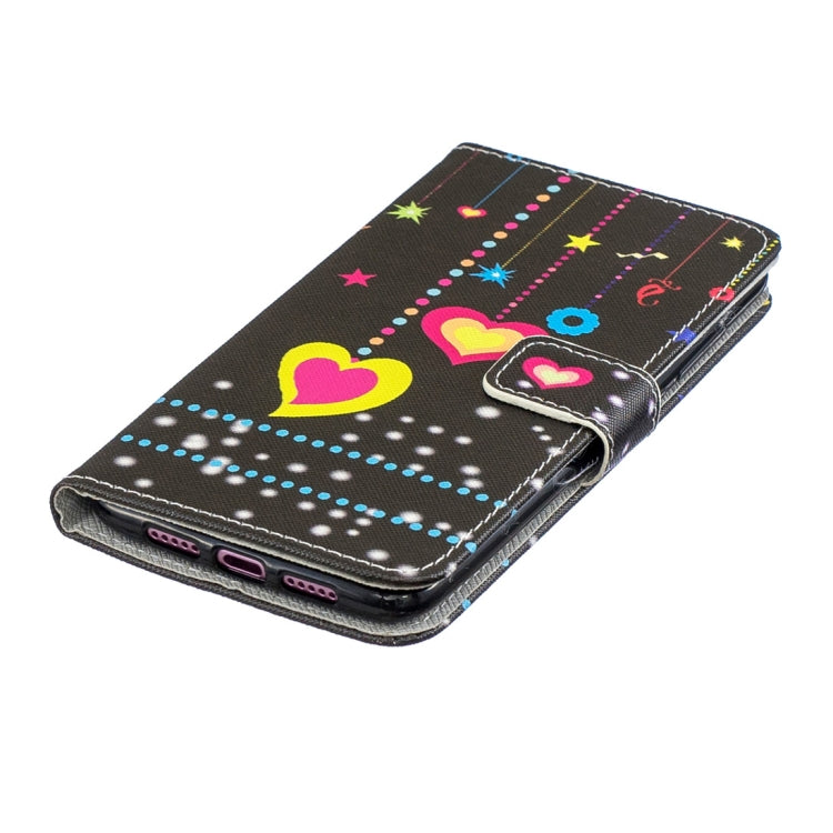 Colored Heart Pattern Horizontal Flip Leather Case for Xiaomi Mi 9, with Holder & Card Slots & Wallet