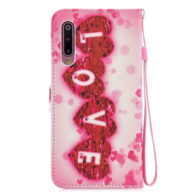 Love Pattern Horizontal Flip Leather Case for Xiaomi Mi 9, with Holder & Card Slots & Wallet