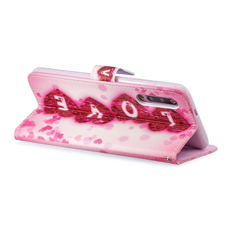 Love Pattern Horizontal Flip Leather Case for Xiaomi Mi 9, with Holder & Card Slots & Wallet