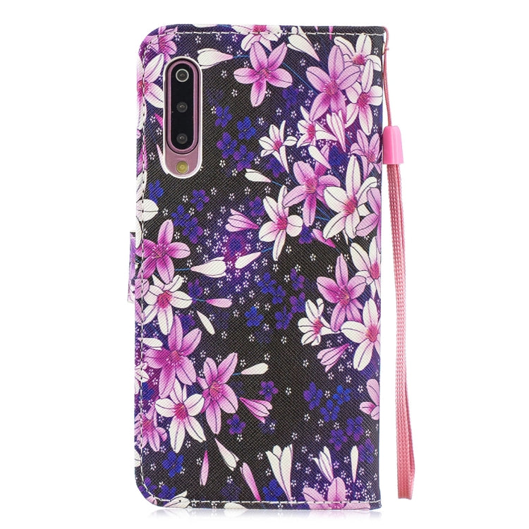 Lily Pattern Horizontal Flip Leather Case for Xiaomi Mi 9, with Holder & Card Slots & Wallet