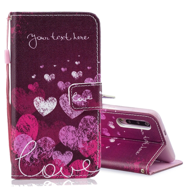 Letter and Heart Pattern Horizontal Flip Leather Case for Xiaomi Mi 9, with Holder & Card Slots & Wallet