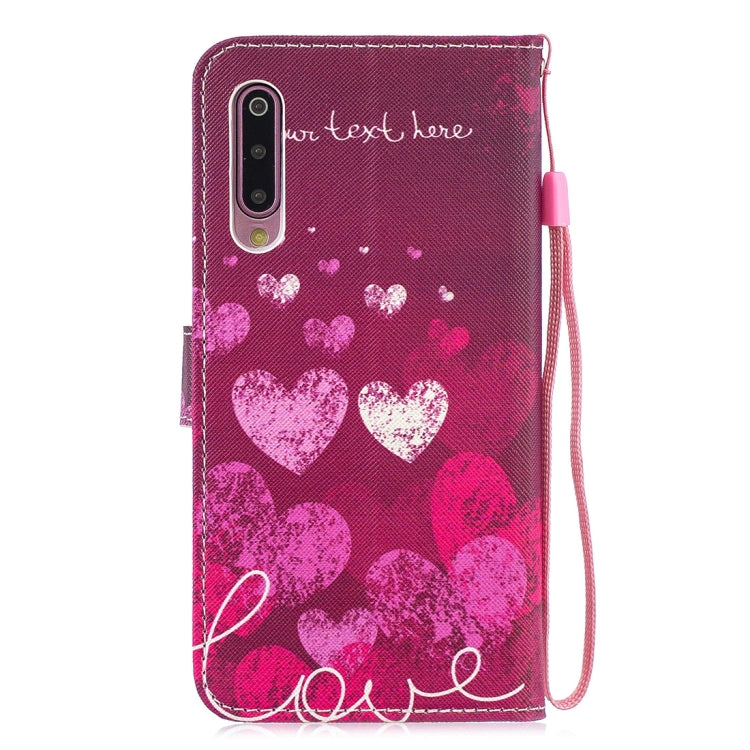 Letter and Heart Pattern Horizontal Flip Leather Case for Xiaomi Mi 9, with Holder & Card Slots & Wallet