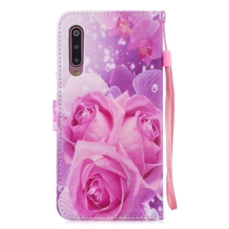 Rose Pattern Horizontal Flip Leather Case for Xiaomi Mi 9, with Holder & Card Slots & Wallet