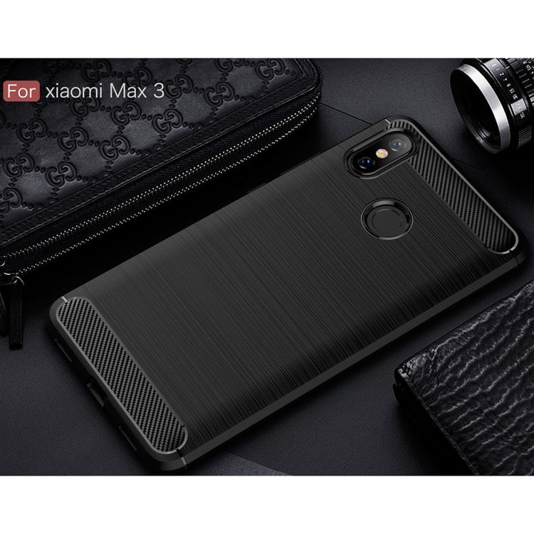 Brushed Texture Carbon Fiber Shockproof TPU Case for Xiaomi Mi Max 3