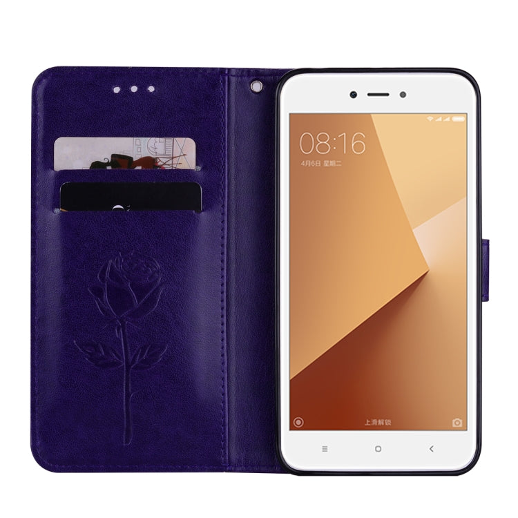 For Xiaomi Redmi Note 5A Low allocation (no fingerprint holes) Rose Embossed Horizontal Flip Environmental PU Leather Case with Holder & Card Slots & Wallet
