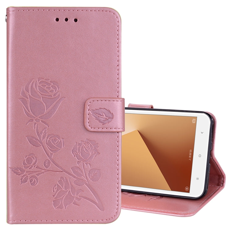 For Xiaomi Redmi Note 5A Low allocation (no fingerprint holes) Rose Embossed Horizontal Flip Environmental PU Leather Case with Holder & Card Slots & Wallet