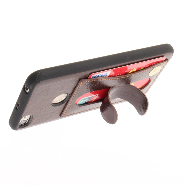 For Xiaomi Redmi Note 5A TPU + Leather Pasted Litchi Texture Protective Back Case with Holder & Card Slots