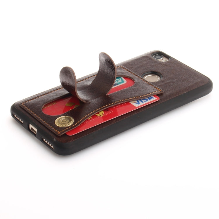 For Xiaomi Redmi Note 5A TPU + Leather Pasted Litchi Texture Protective Back Case with Holder & Card Slots