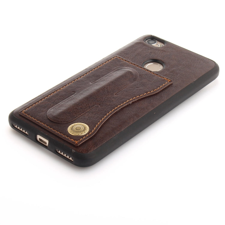 For Xiaomi Redmi Note 5A TPU + Leather Pasted Litchi Texture Protective Back Case with Holder & Card Slots