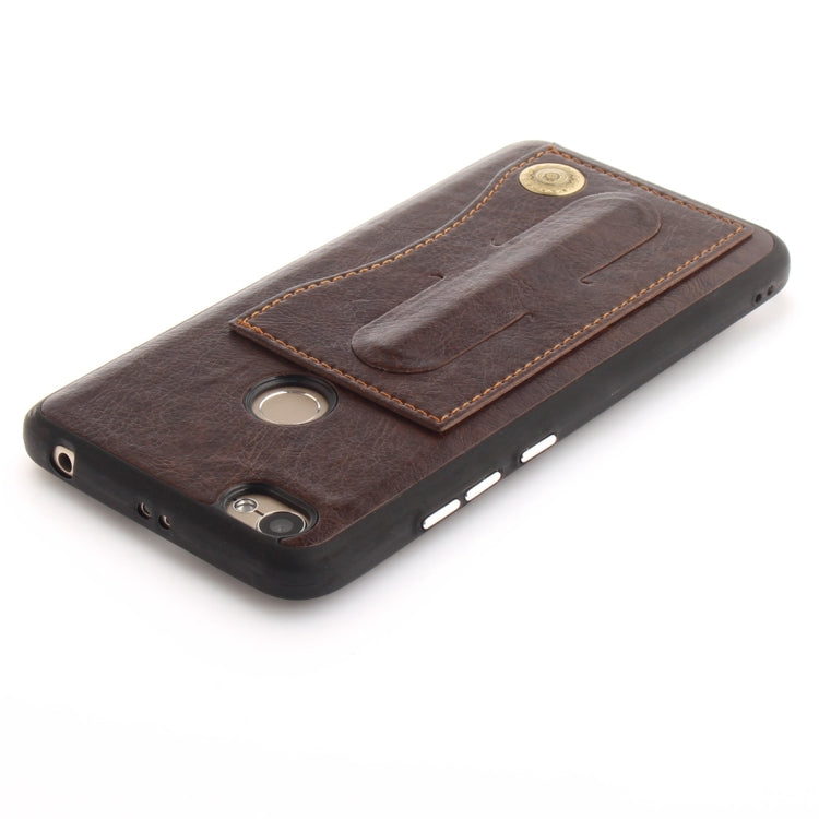 For Xiaomi Redmi Note 5A TPU + Leather Pasted Litchi Texture Protective Back Case with Holder & Card Slots