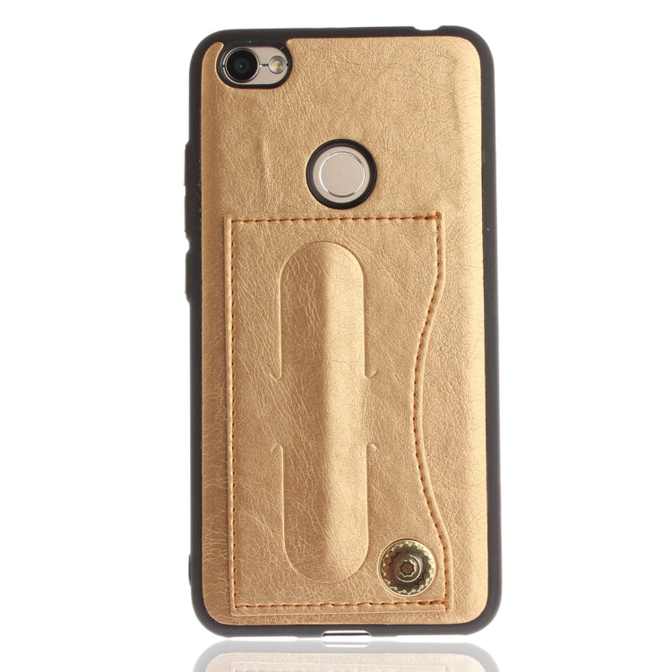 For Xiaomi Redmi Note 5A TPU + Leather Pasted Litchi Texture Protective Back Case with Holder & Card Slots