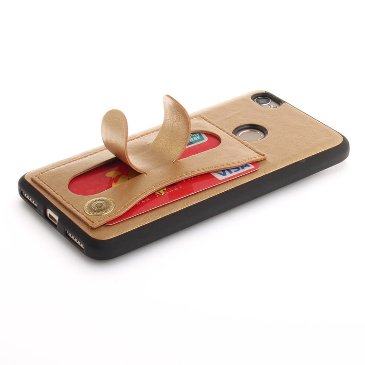 For Xiaomi Redmi Note 5A TPU + Leather Pasted Litchi Texture Protective Back Case with Holder & Card Slots