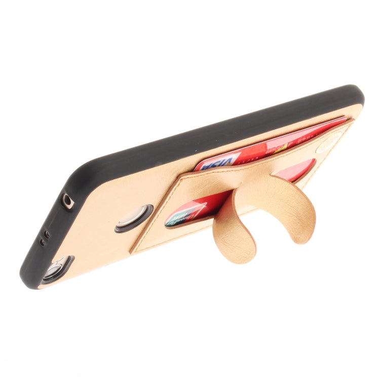 For Xiaomi Redmi Note 5A TPU + Leather Pasted Litchi Texture Protective Back Case with Holder & Card Slots