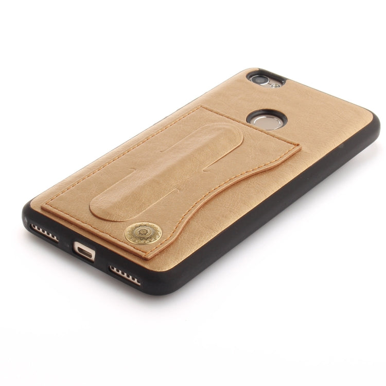 For Xiaomi Redmi Note 5A TPU + Leather Pasted Litchi Texture Protective Back Case with Holder & Card Slots