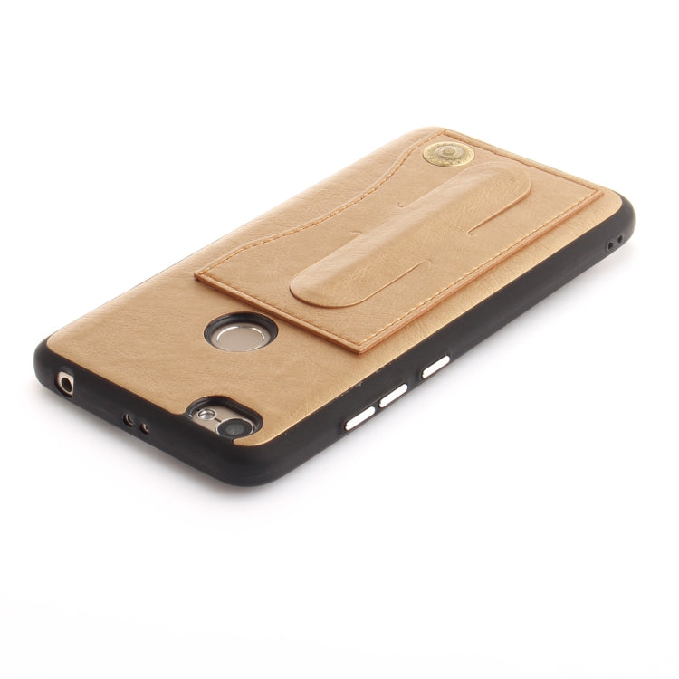 For Xiaomi Redmi Note 5A TPU + Leather Pasted Litchi Texture Protective Back Case with Holder & Card Slots