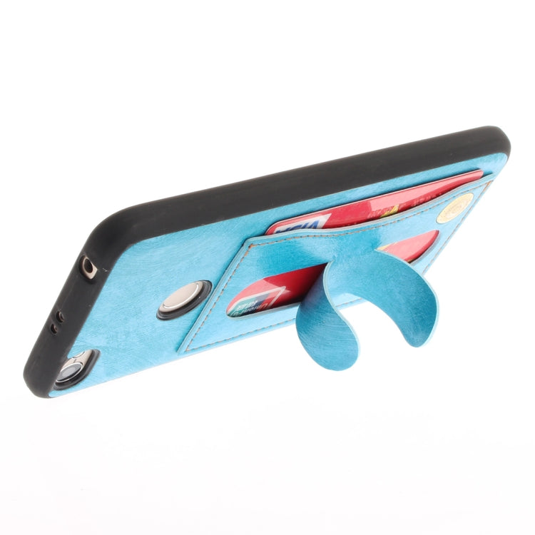 For Xiaomi Redmi Note 5A TPU + Leather Pasted Litchi Texture Protective Back Case with Holder & Card Slots