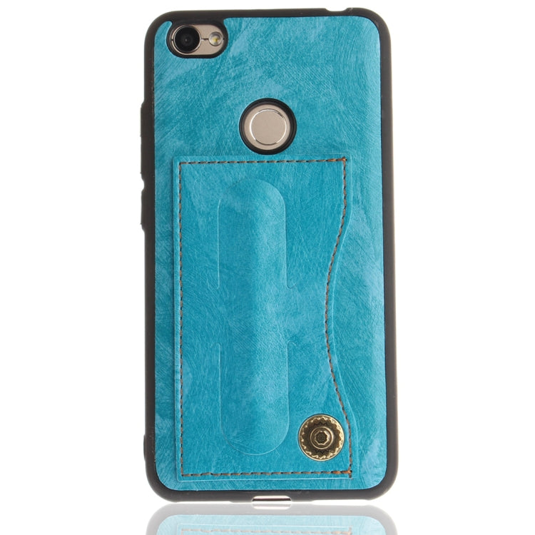 For Xiaomi Redmi Note 5A TPU + Leather Pasted Litchi Texture Protective Back Case with Holder & Card Slots