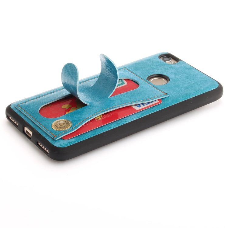 For Xiaomi Redmi Note 5A TPU + Leather Pasted Litchi Texture Protective Back Case with Holder & Card Slots