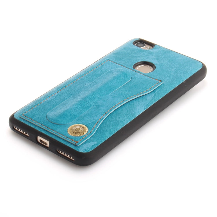 For Xiaomi Redmi Note 5A TPU + Leather Pasted Litchi Texture Protective Back Case with Holder & Card Slots