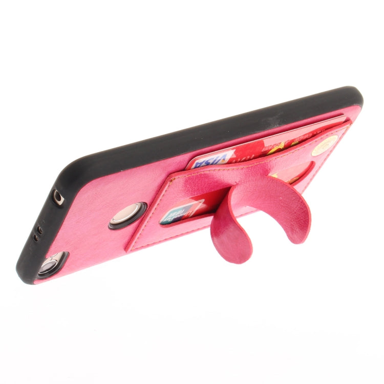 For Xiaomi Redmi Note 5A TPU + Leather Pasted Litchi Texture Protective Back Case with Holder & Card Slots