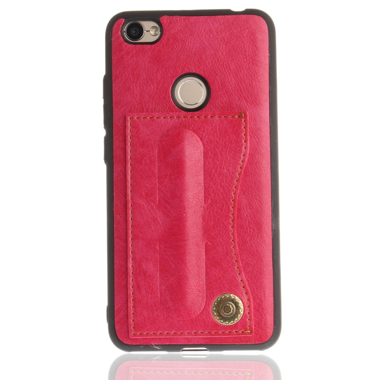 For Xiaomi Redmi Note 5A TPU + Leather Pasted Litchi Texture Protective Back Case with Holder & Card Slots