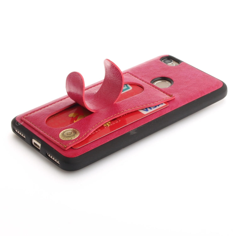 For Xiaomi Redmi Note 5A TPU + Leather Pasted Litchi Texture Protective Back Case with Holder & Card Slots