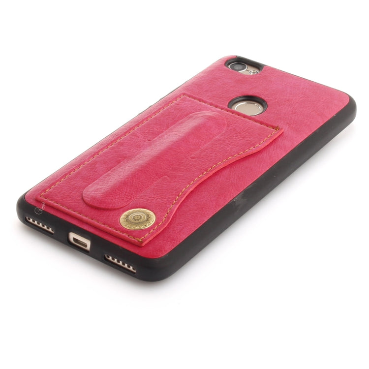 For Xiaomi Redmi Note 5A TPU + Leather Pasted Litchi Texture Protective Back Case with Holder & Card Slots