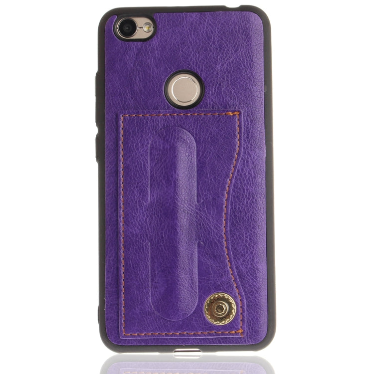 For Xiaomi Redmi Note 5A TPU + Leather Pasted Litchi Texture Protective Back Case with Holder & Card Slots