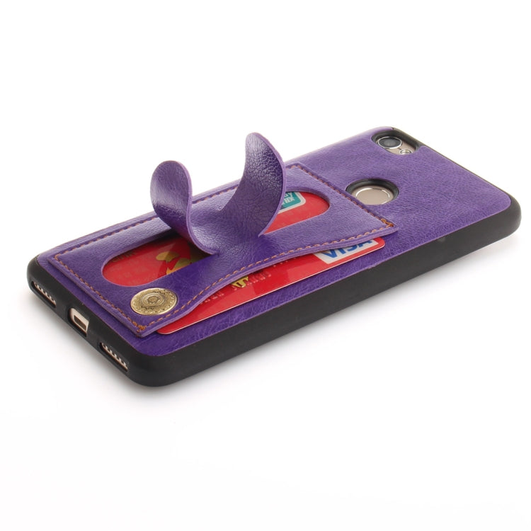 For Xiaomi Redmi Note 5A TPU + Leather Pasted Litchi Texture Protective Back Case with Holder & Card Slots