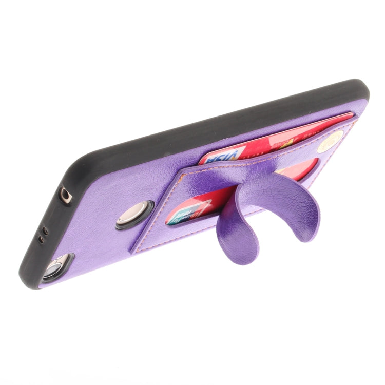 For Xiaomi Redmi Note 5A TPU + Leather Pasted Litchi Texture Protective Back Case with Holder & Card Slots