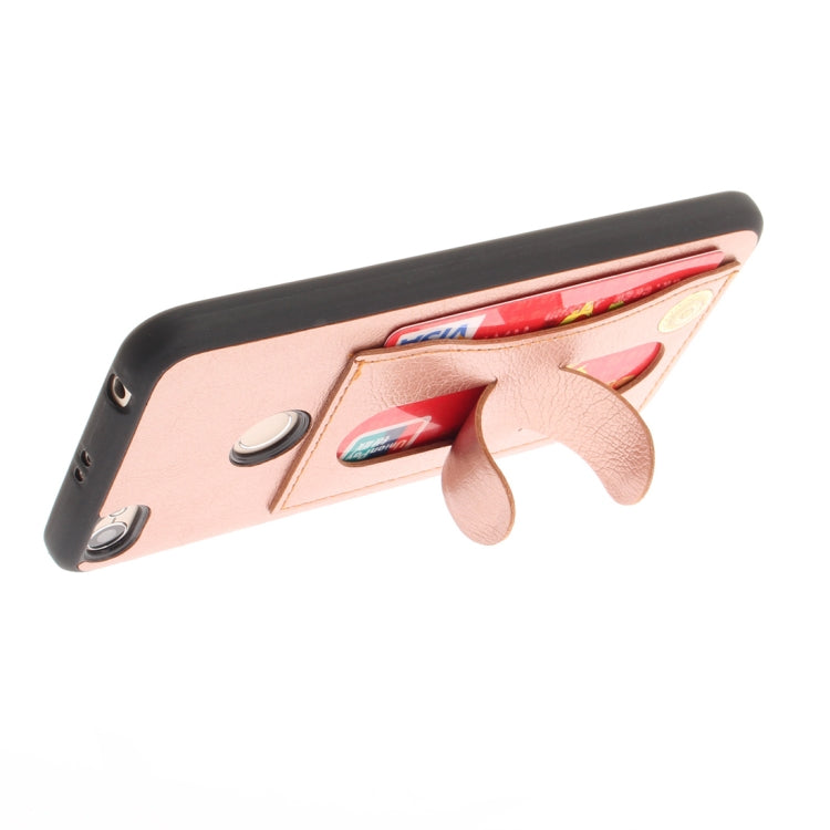 For Xiaomi Redmi Note 5A TPU + Leather Pasted Litchi Texture Protective Back Case with Holder & Card Slots