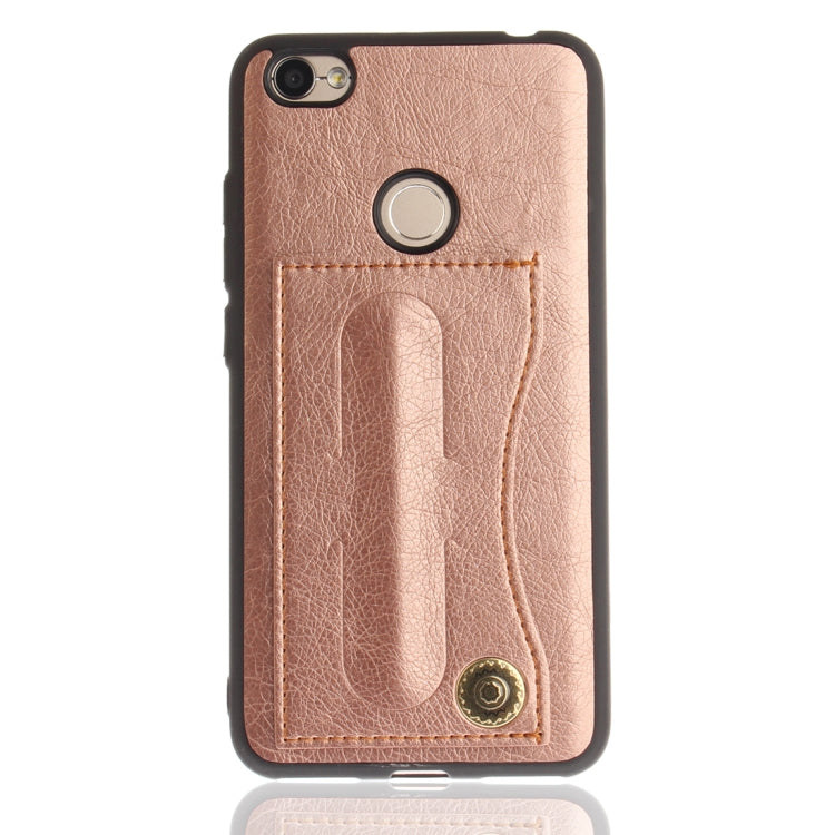 For Xiaomi Redmi Note 5A TPU + Leather Pasted Litchi Texture Protective Back Case with Holder & Card Slots