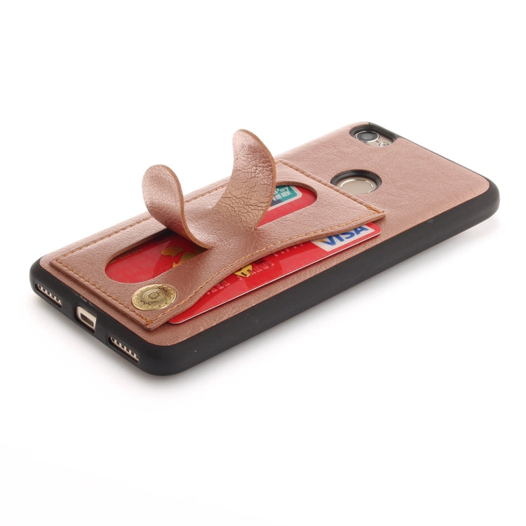 For Xiaomi Redmi Note 5A TPU + Leather Pasted Litchi Texture Protective Back Case with Holder & Card Slots