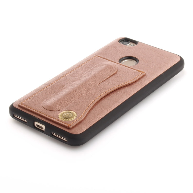 For Xiaomi Redmi Note 5A TPU + Leather Pasted Litchi Texture Protective Back Case with Holder & Card Slots