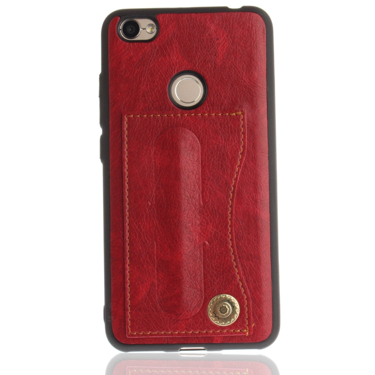 For Xiaomi Redmi Note 5A TPU + Leather Pasted Litchi Texture Protective Back Case with Holder & Card Slots