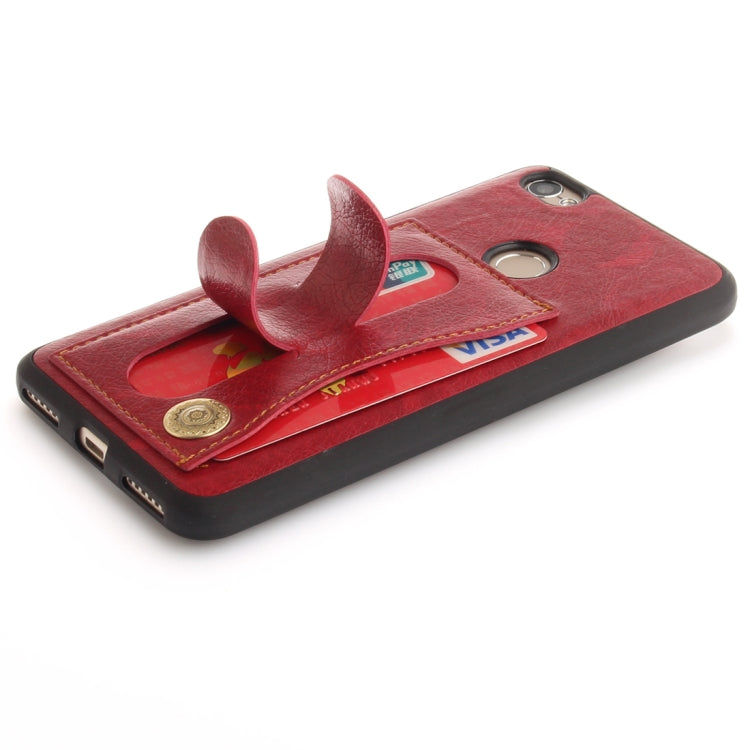 For Xiaomi Redmi Note 5A TPU + Leather Pasted Litchi Texture Protective Back Case with Holder & Card Slots