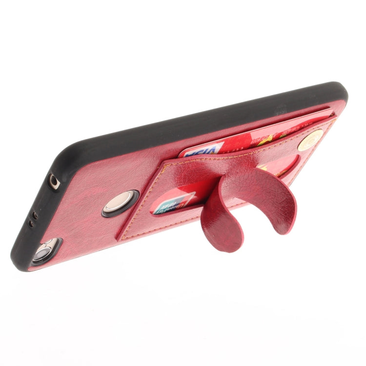 For Xiaomi Redmi Note 5A TPU + Leather Pasted Litchi Texture Protective Back Case with Holder & Card Slots