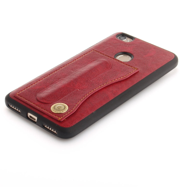 For Xiaomi Redmi Note 5A TPU + Leather Pasted Litchi Texture Protective Back Case with Holder & Card Slots