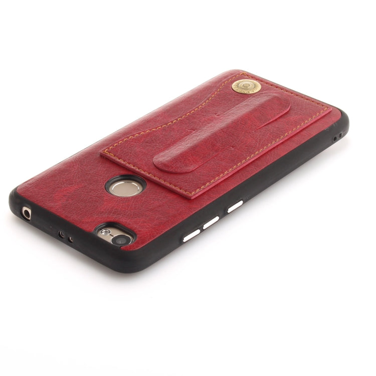 For Xiaomi Redmi Note 5A TPU + Leather Pasted Litchi Texture Protective Back Case with Holder & Card Slots