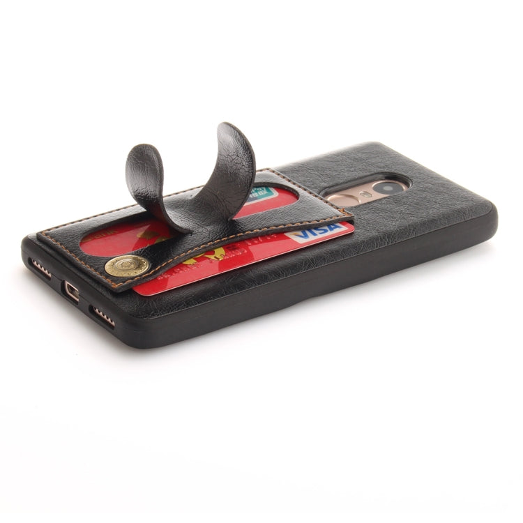 For Xiaomi Redmi Note 4 TPU + Leather Pasted Litchi Texture Protective Back Case with Holder & Card Slots