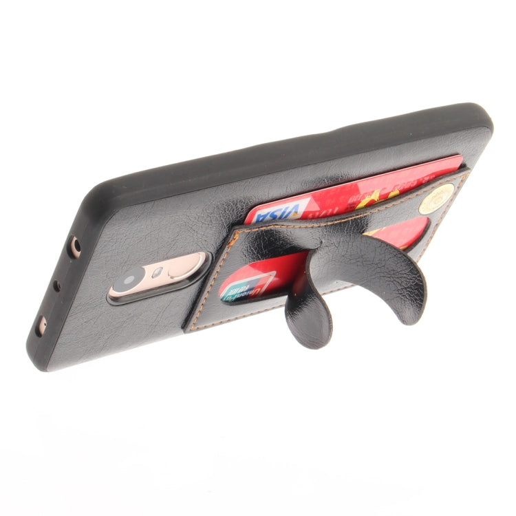 For Xiaomi Redmi Note 4 TPU + Leather Pasted Litchi Texture Protective Back Case with Holder & Card Slots