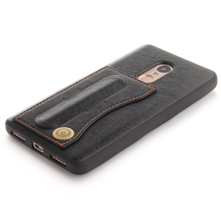 For Xiaomi Redmi Note 4 TPU + Leather Pasted Litchi Texture Protective Back Case with Holder & Card Slots